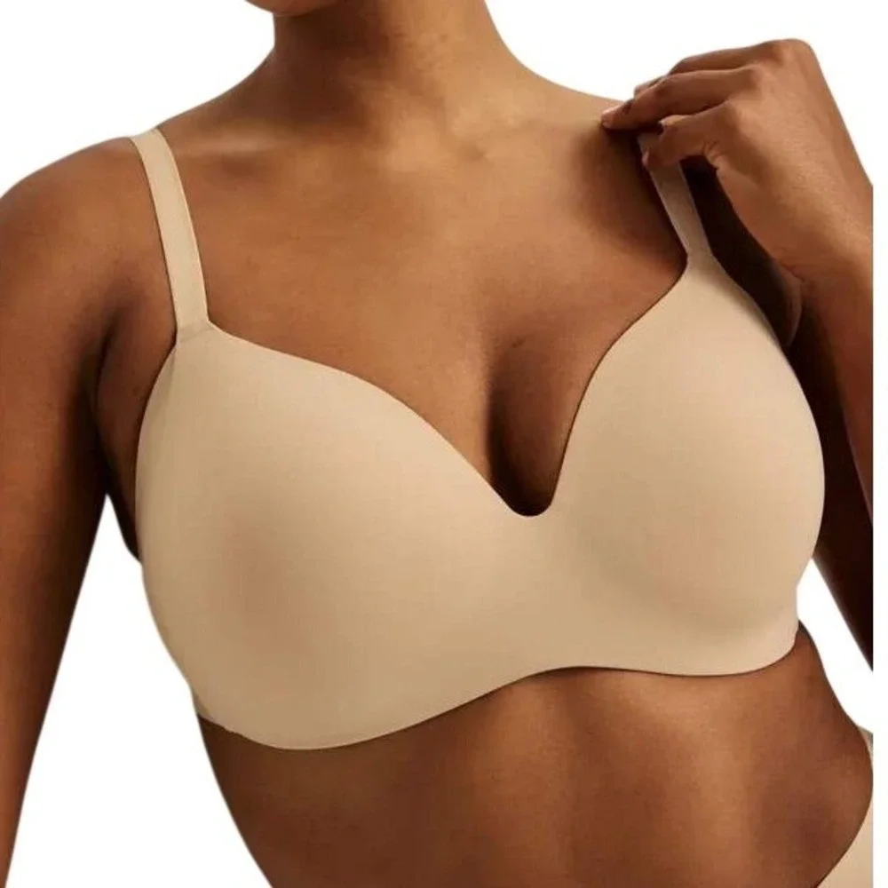Knix WingWoman Contour Bra Sz 3 US 36 Beige Wireless Support Light Lift Comfort